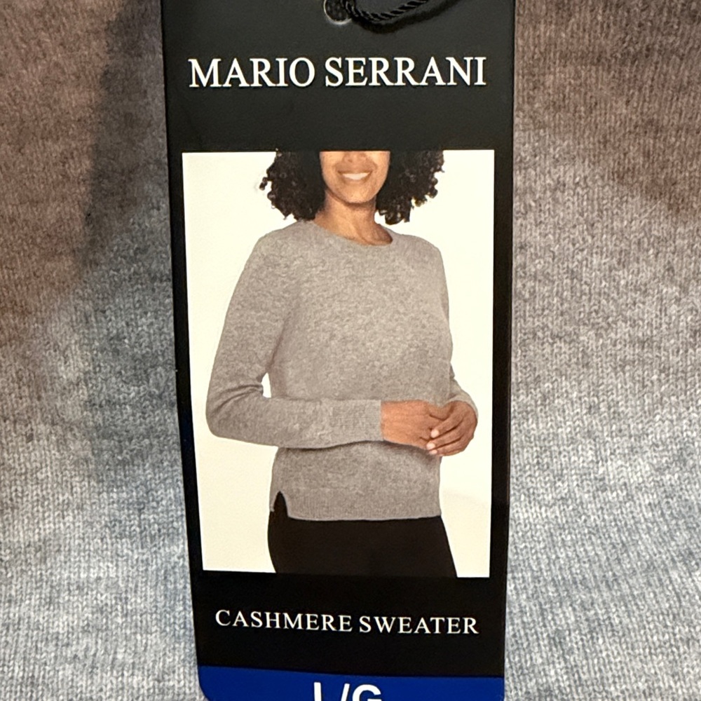 Mario Serrani 100% Cashmere Gray Crewneck Sweater L NWT